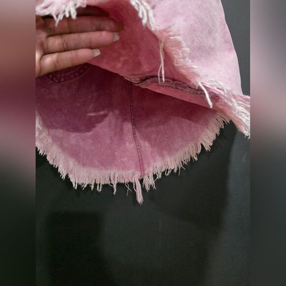 We The Free Women's Purple Acid Wash Denim Fringe Hem Jean Skirt Sz 24 Mini - Picture 11 of 12